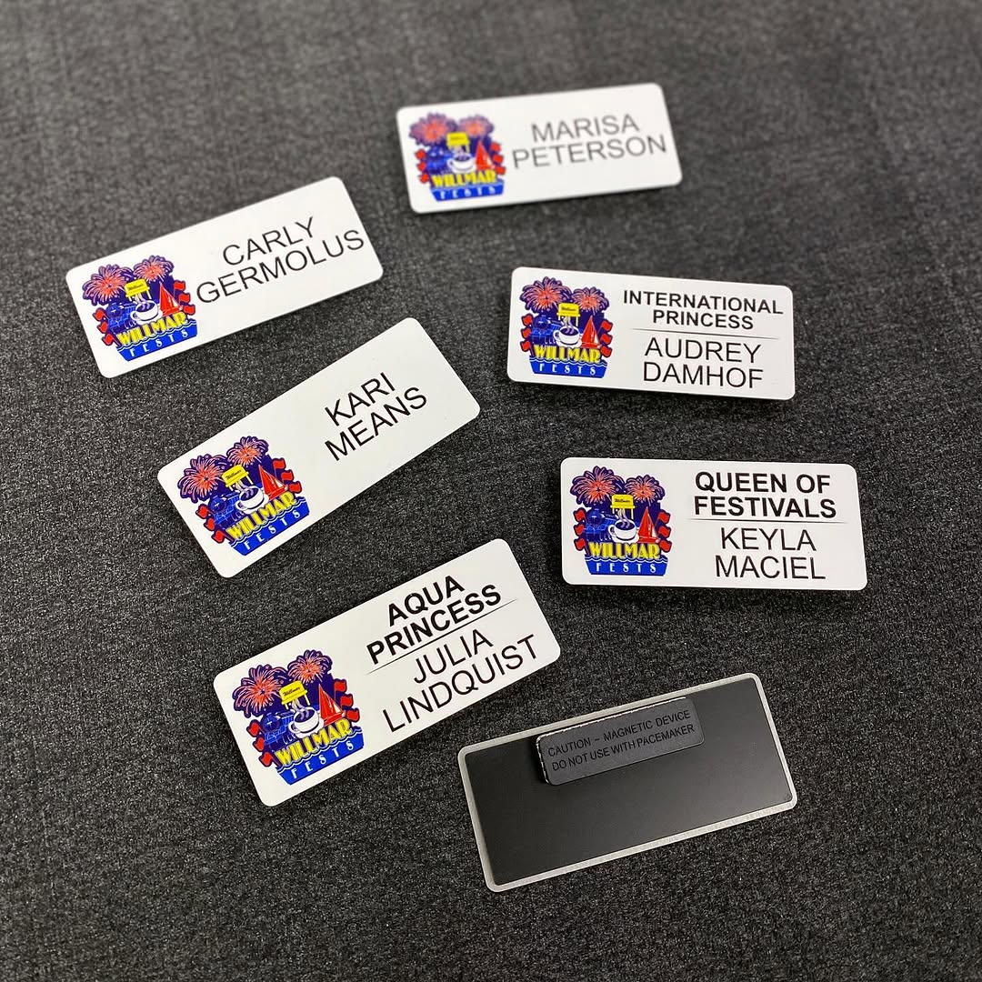 Custom magnetic name badges produced by Pro Color